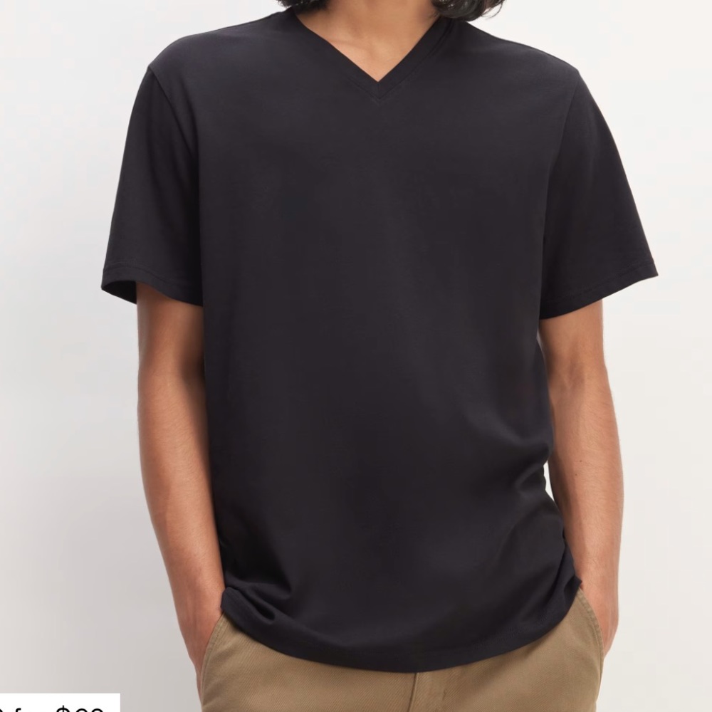 Everlane | Uniform Organic Cotton Black Short Sleeve V Neck Tshirt L